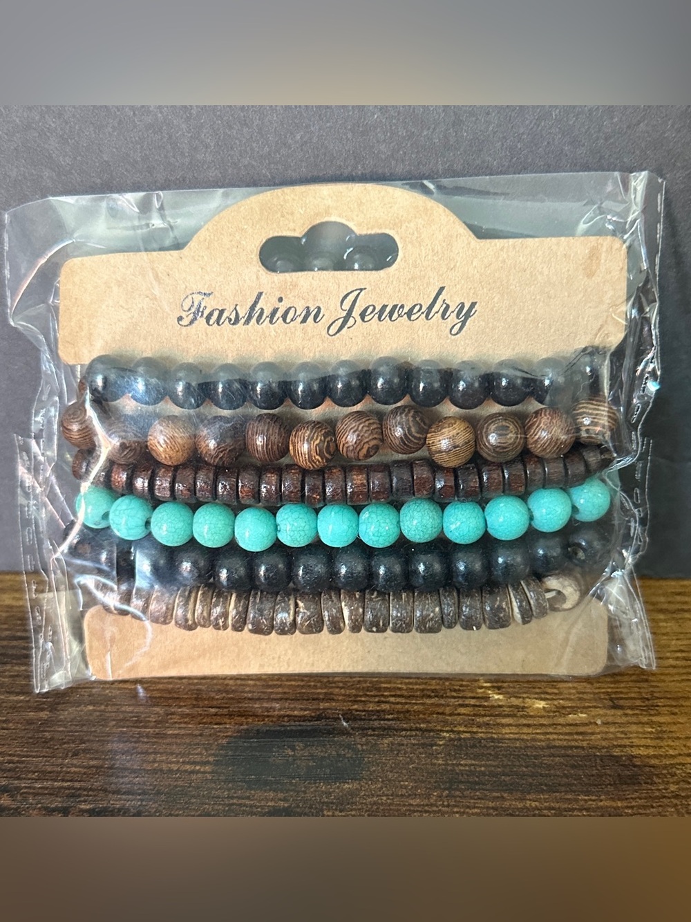Boho Turquoise, Brown and Black Layered Beaded Bracelet Set